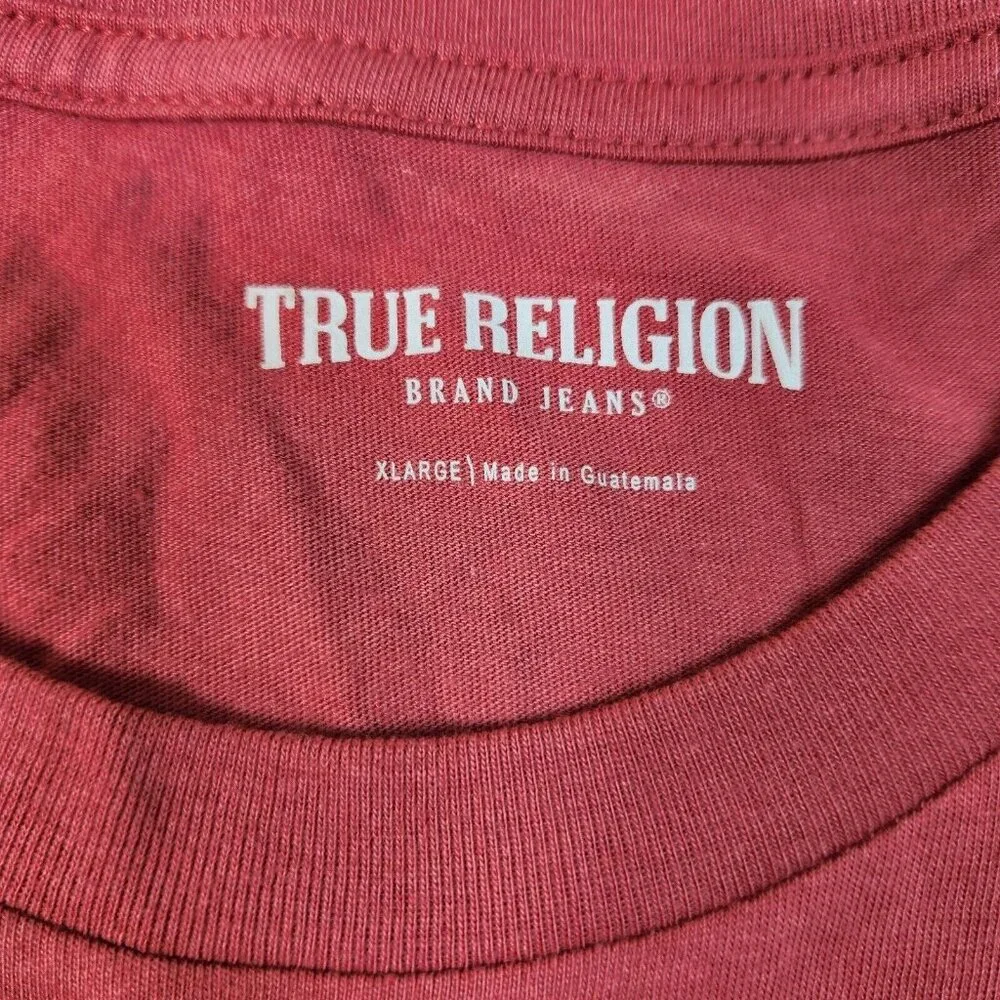 True Religion Mens Size XL T Shirt Heart Red Short Sleeve Buddha Logo NWT --15